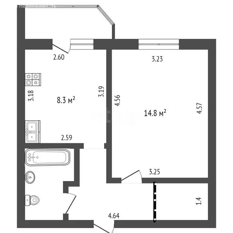 1-комнатная квартира: Вологда, микрорайон Водники, Северная улица, 36 ... - Фото 1