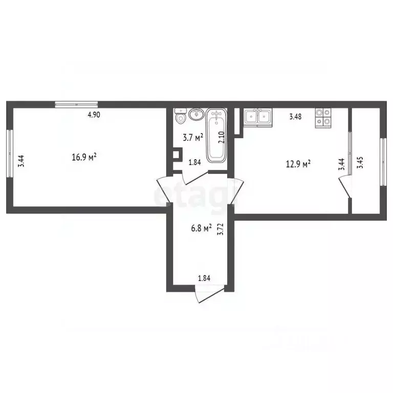 1-к кв. Севастополь ул. Колобова, 44к1 (40.3 м) - Фото 2