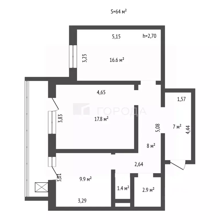 2-к кв. Алтайский край, Барнаул Балтийская ул., 12 (64.0 м) - Фото 2