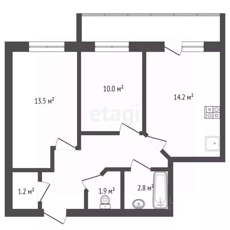 2-к кв. Вологодская область, Вологда Новгородская ул., 36 (54.8 м) - Фото 2