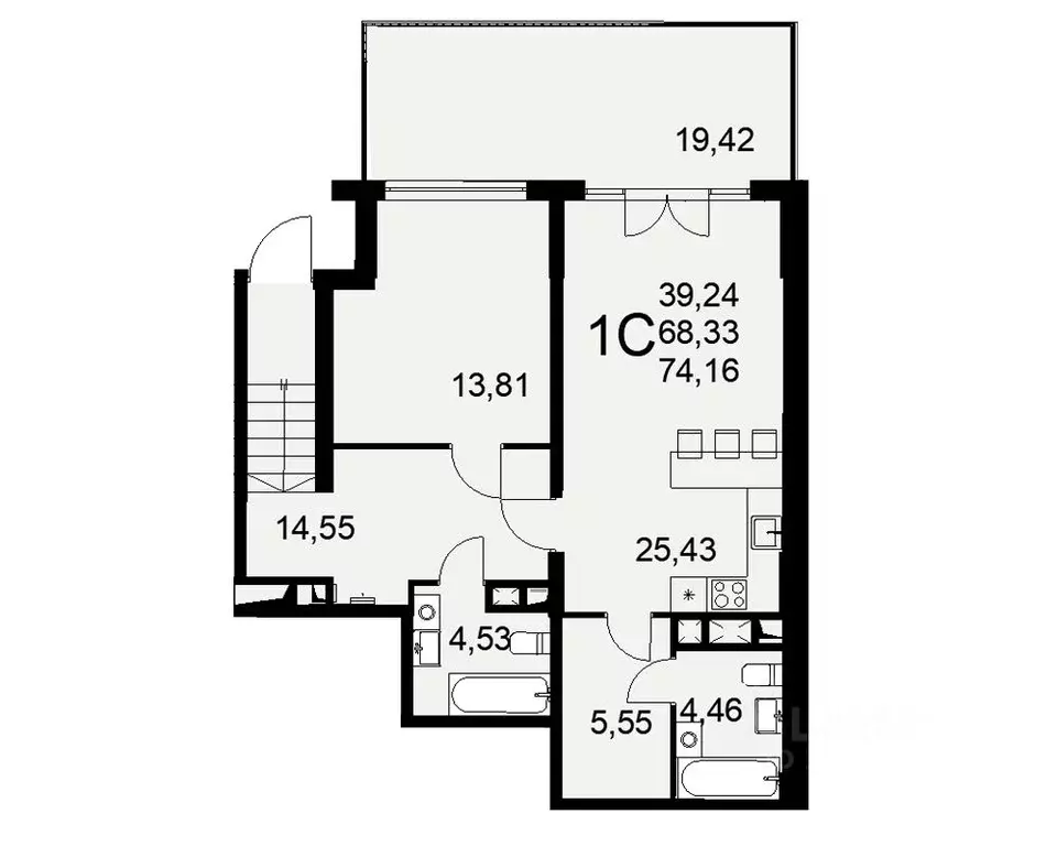 1-к кв. Тульская область, Тула ул. Коминтерна, 44 (74.16 м) - Фото 0
