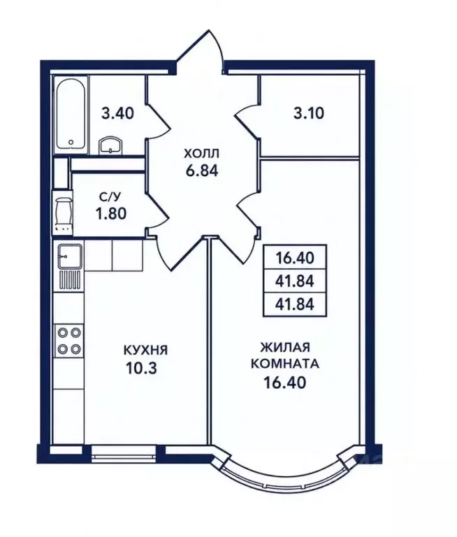 1-к кв. Санкт-Петербург пос. Парголово, ул. Михаила Дудина, 25к2 ... - Фото 2