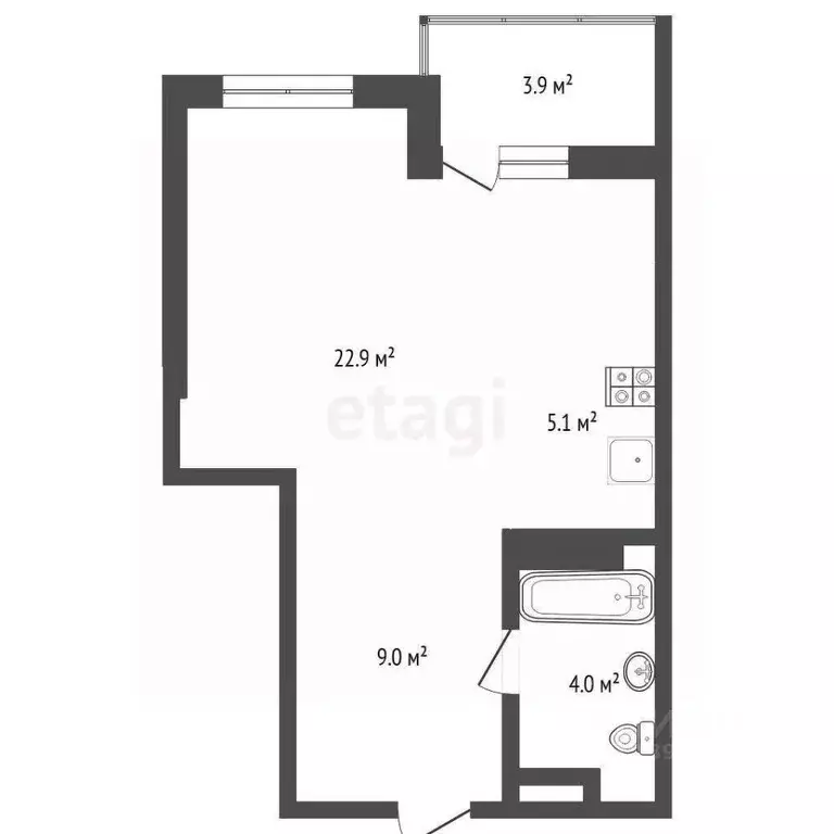 1-к кв. Тюменская область, Тюмень ул. Мельникайте, 2к12 (41.5 м) - Фото 1