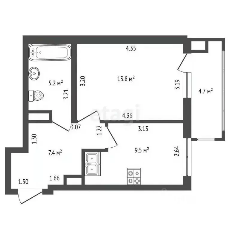 1-к кв. Санкт-Петербург ул. Дыбенко, 42к3 (36.0 м) - Фото 2