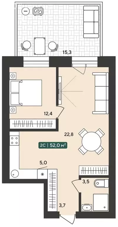 2-комнатная квартира: Октябрьский, жилой комплекс Альпийский квартал ... - Фото 1