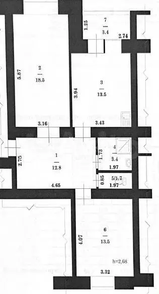 2-к. квартира, 63,4 м, 2/5 эт. - Фото 0