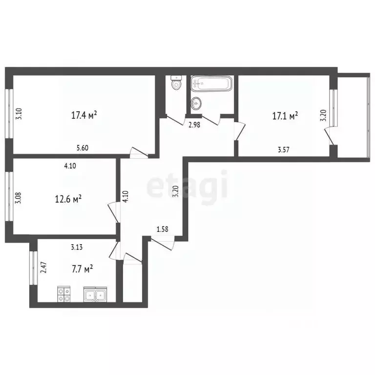 3-к кв. Чувашия, Чебоксары просп. Максима Горького, 47 (63.4 м) - Фото 2