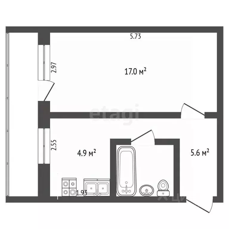 1-к кв. Архангельская область, Архангельск Ленинградский просп., 343 ... - Фото 2