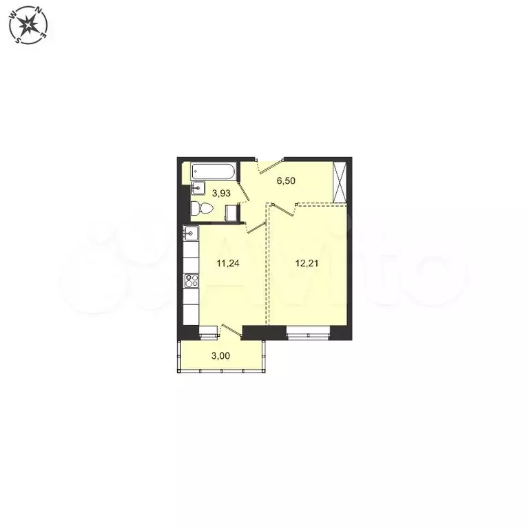 1-к. квартира, 36,7 м, 1/5 эт. - Фото 0