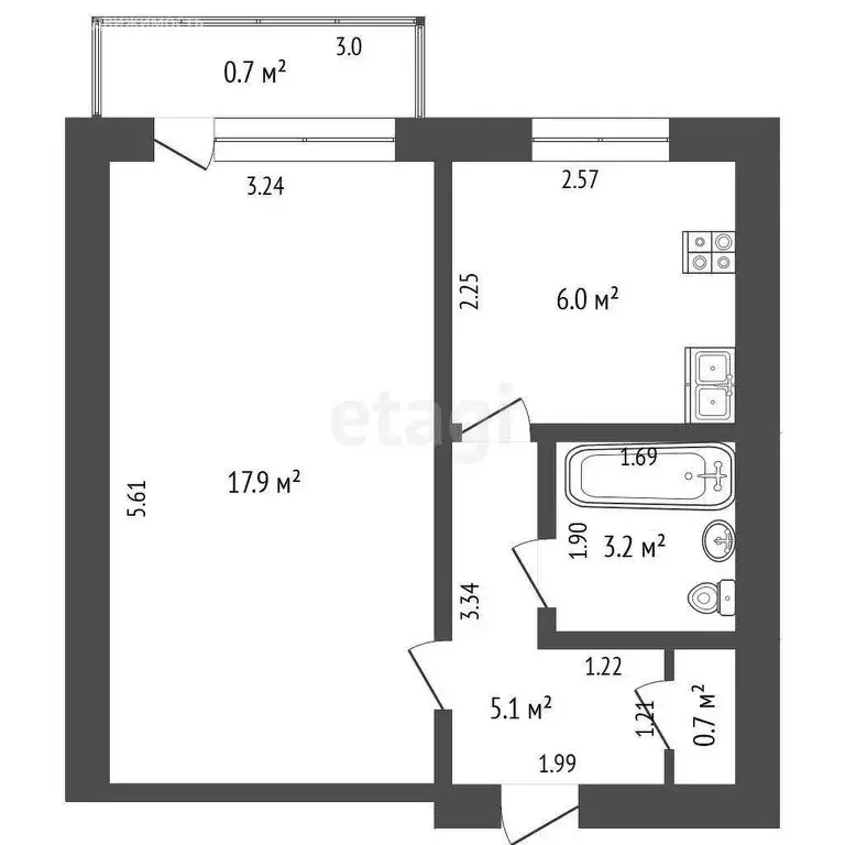 1-комнатная квартира: Лениногорск, улица Гагарина, 33 (32 м) - Фото 1