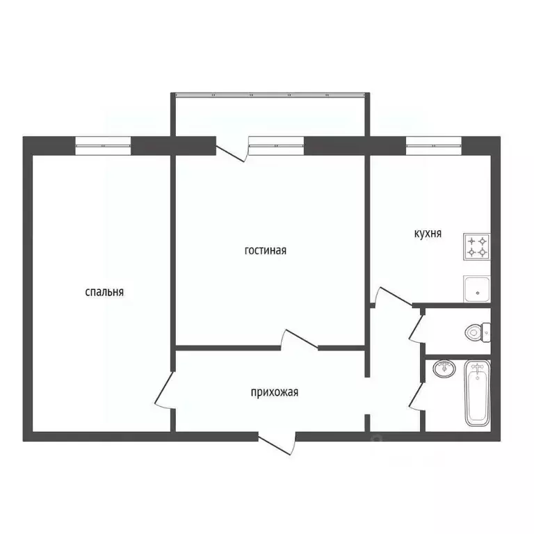 2-к кв. Красноярский край, Красноярск 9 Мая ул., 58Б (52.8 м) - Фото 2