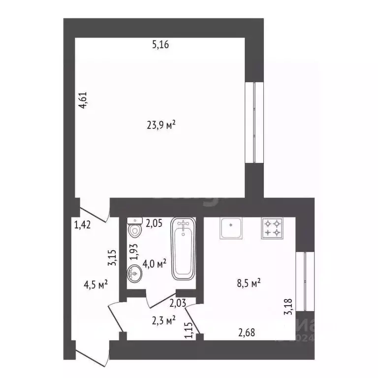 1-к кв. Башкортостан, Уфа пер. Спасский, 10 (43.2 м) - Фото 1
