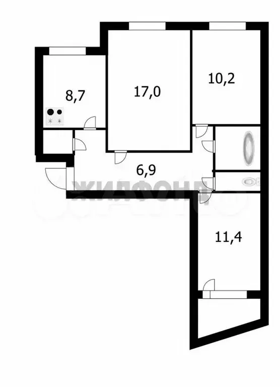 3-к. квартира, 62,6 м, 6/9 эт. - Фото 0