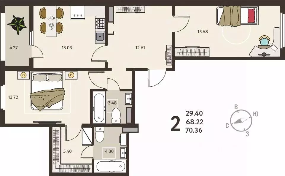 2-к кв. Курская область, Курск Курского завода тракторных запчастей ... - Фото 1