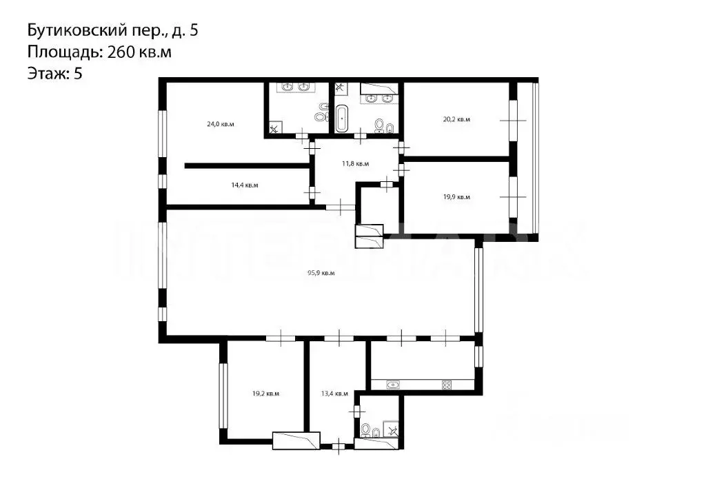 5-к кв. Москва Бутиковский пер., 5 (260.0 м) - Фото 1