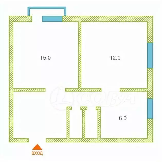 2-к кв. Курганская область, Курган Тобольная ул., 62 (40.5 м) - Фото 1