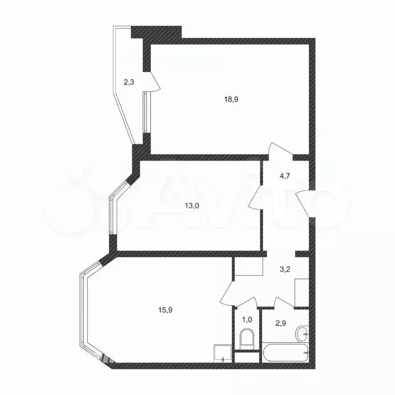 2-к. квартира, 60 м, 3/25 эт. - Фото 0