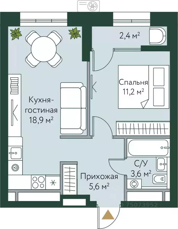1-к кв. Волгоградская область, Волгоград Новосибирская ул., 74 (41.7 ... - Фото 0