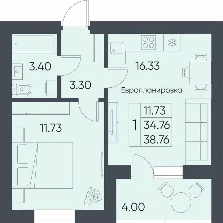 1-к кв. Саратовская область, Татищево рп ул. Михайловская, 13 (38.76 ... - Фото 0