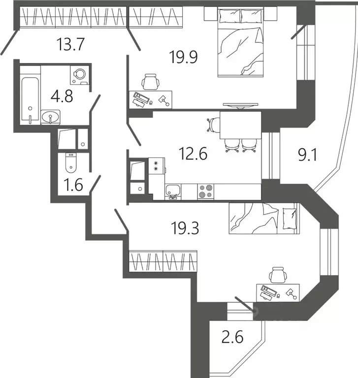 2-к кв. Московская область, Подольск Климовск мкр, ул. Советская, 18к2 ... - Фото 1