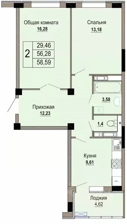 2-к кв. Белгородская область, Старый Оскол Степной мкр, 33Д (58.59 м) - Фото 0