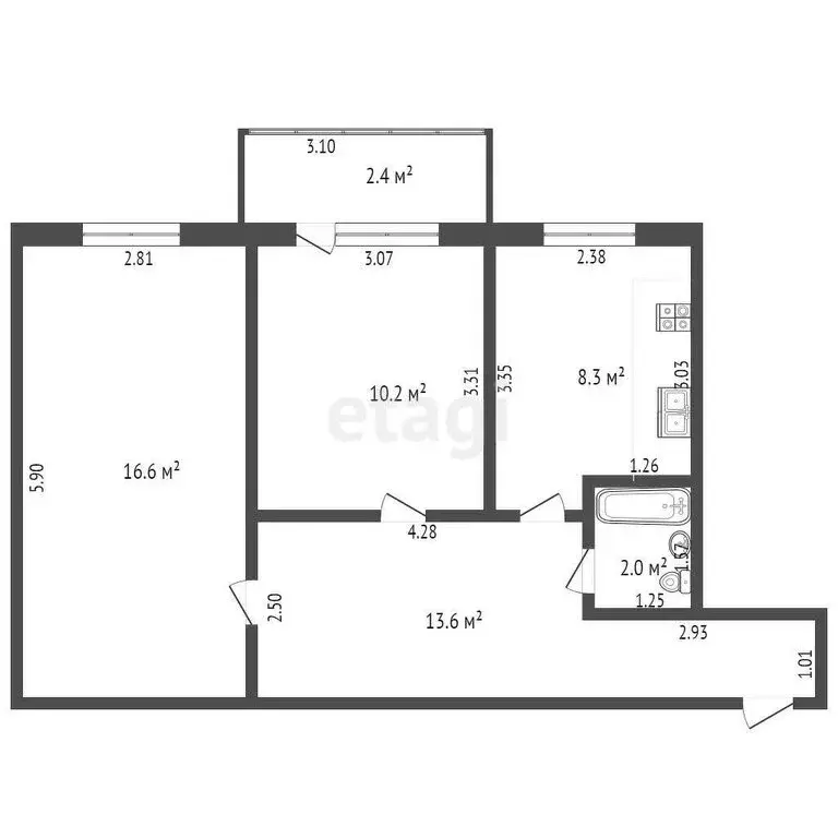 2-комнатная квартира: Якутск, проспект Ленина, 9 (51.3 м) - Фото 0