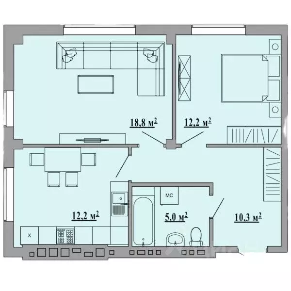2-к кв. Липецкая область, Липецк ул. Василия Саунина, 2А (60.1 м) - Фото 1
