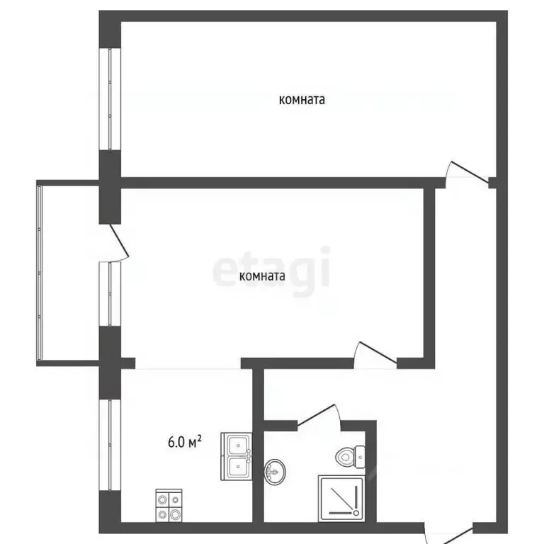 2-к кв. Московская область, Люберцы Красногорская ул., 21к2 (43.0 м) - Фото 2