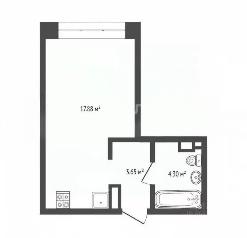 Студия Тюменская область, Тюмень ул. Тимофея Чаркова, 87 (26.5 м) - Фото 2