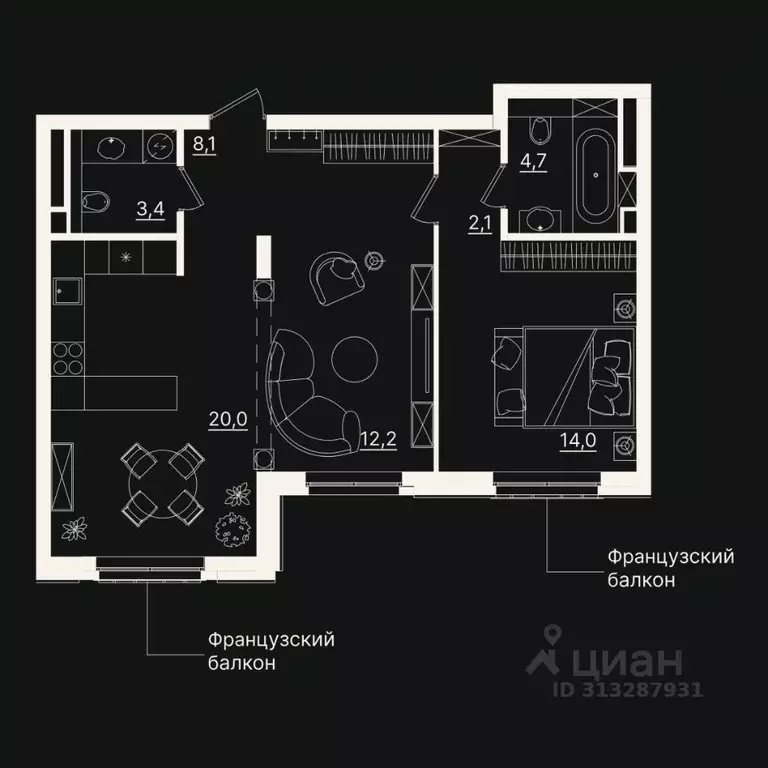 2-к кв. Тюменская область, Тюмень ул. Щербакова, 2к5 (64.35 м) - Фото 0