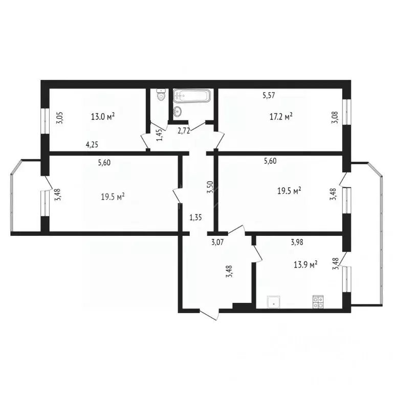 4-к кв. Тюменская область, Тюмень ул. Московский Тракт, 167 (109.0 м) - Фото 1