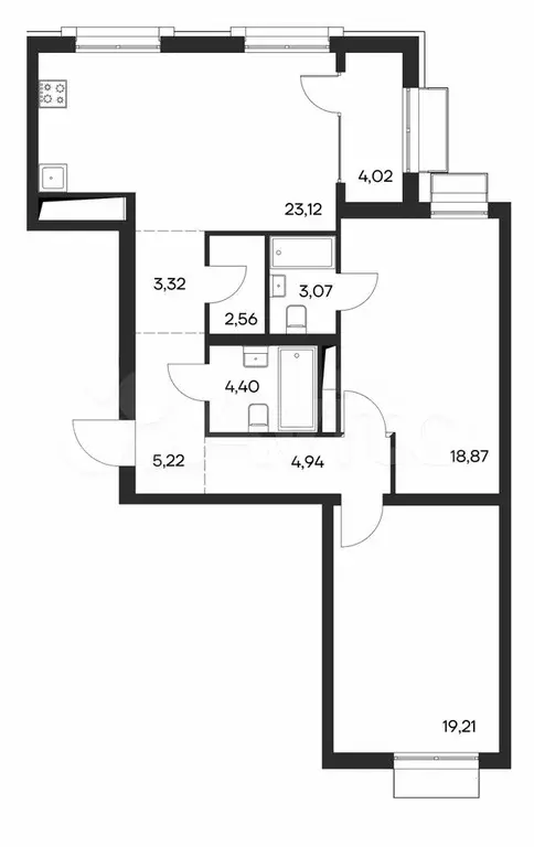 2-к. квартира, 88,7 м, 3/4 эт. - Фото 1