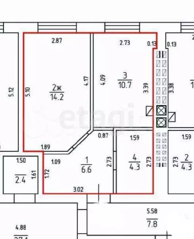 1-к. квартира, 35,8 м, 1/6 эт. - Фото 0