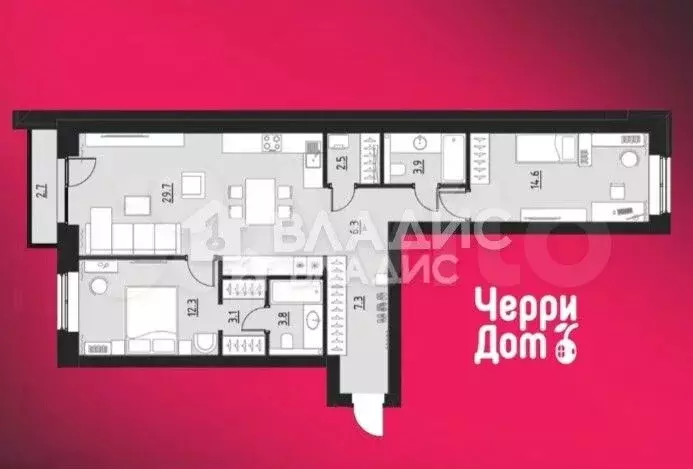 2-к. квартира, 85,4 м, 4/4 эт. - Фото 1