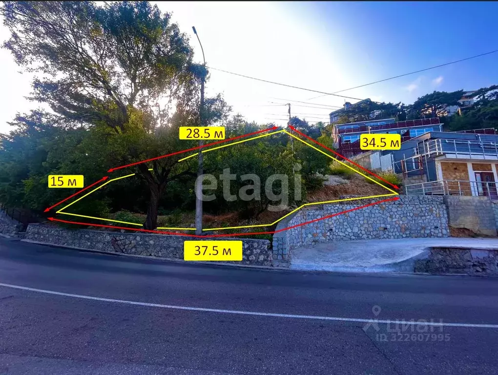 Участок в Крым, Алупка ш. Севастопольское (8.7 сот.) - Фото 1