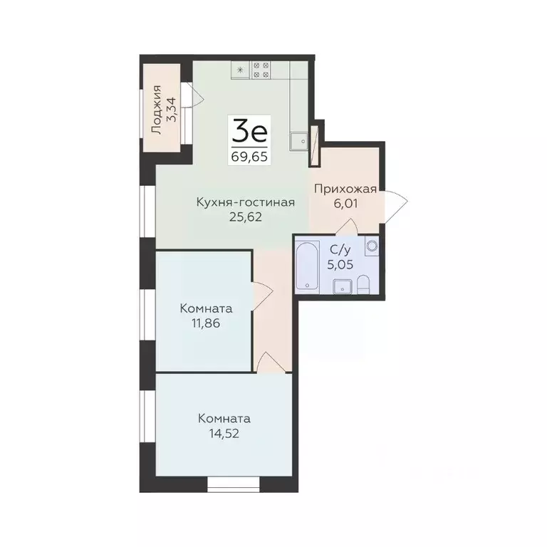 3-к кв. Воронежская область, Воронеж ул. Матросова, 60 (69.65 м) - Фото 1