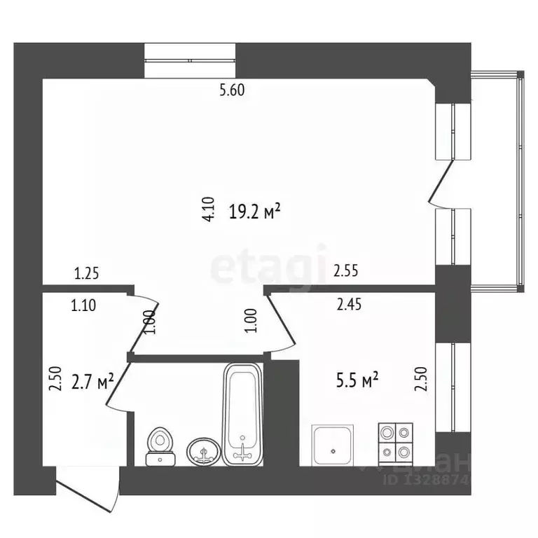 1-к кв. Орловская область, Орел Комсомольская ул., 362 (30.4 м) - Фото 2