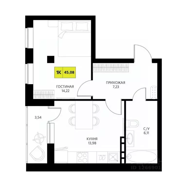 1-к кв. Дагестан, Дербент  (45.08 м) - Фото 1