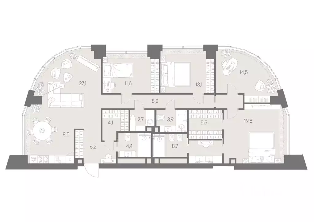 4-к кв. Москва Родина Парк жилой комплекс, к5 (138.3 м) - Фото 2