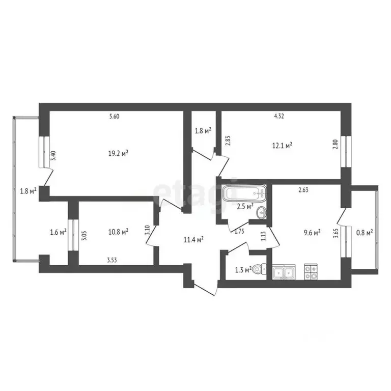 3-к кв. Крым, Феодосия ш. Симферопольское, 41 (72.9 м) - Фото 2