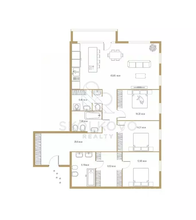 4-к кв. Москва Мосфильмовская ул., 1Б (150.0 м) - Фото 0