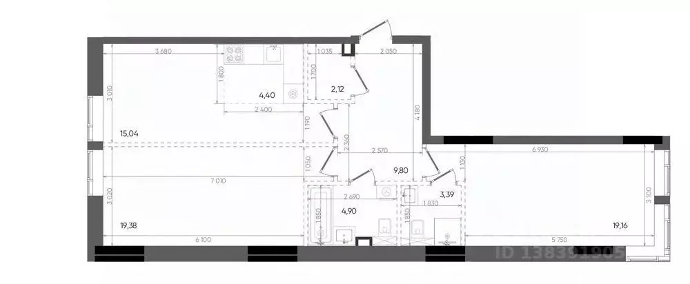 3-к кв. Татарстан, Казань Вознесенский Квартал жилой комплекс (78.19 ... - Фото 1