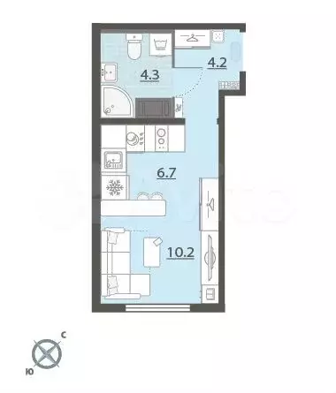 Квартира-студия, 25,4 м, 8/24 эт. - Фото 0