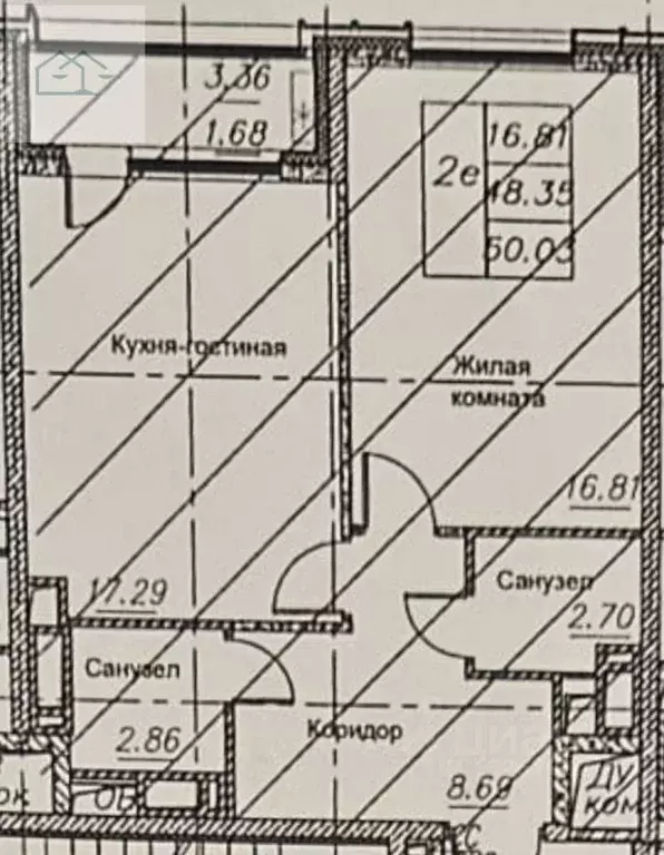 2-к кв. Воронежская область, Воронеж ул. Ворошилова, 1 (50.0 м) - Фото 2