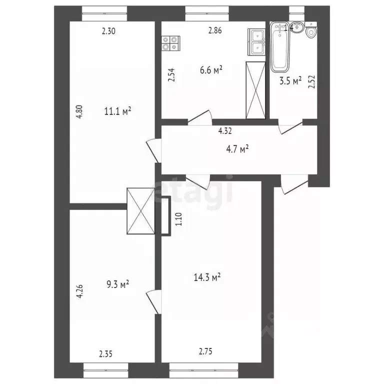 3-к кв. Нижегородская область, Выкса Клубная ул., 13 (49.5 м) - Фото 1