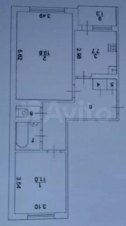 2-к. квартира, 53,8 м, 5/5 эт. - Фото 0