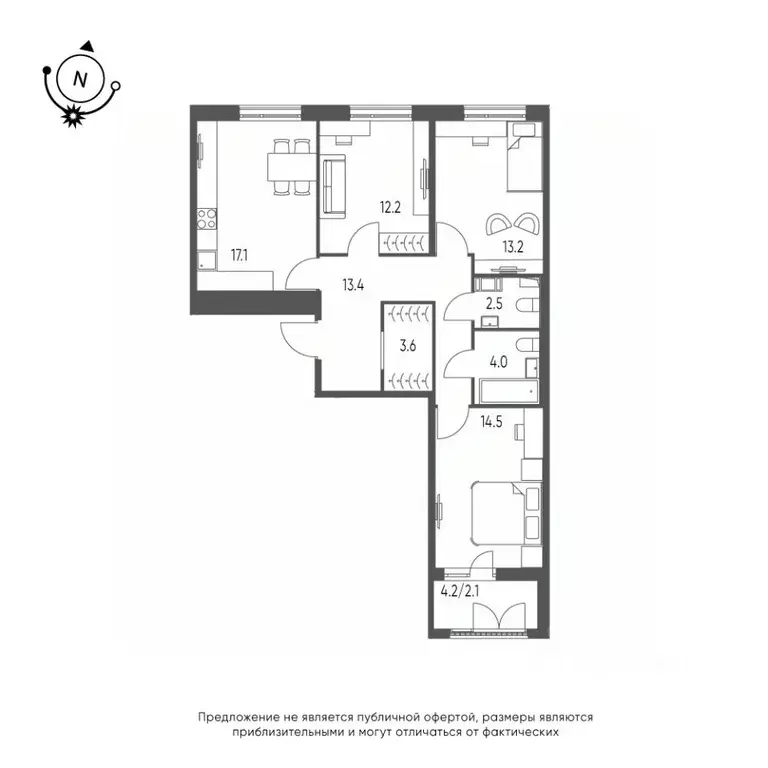 3-к кв. Омская область, Омск Зеленая река мкр, 14 (82.6 м) - Фото 0