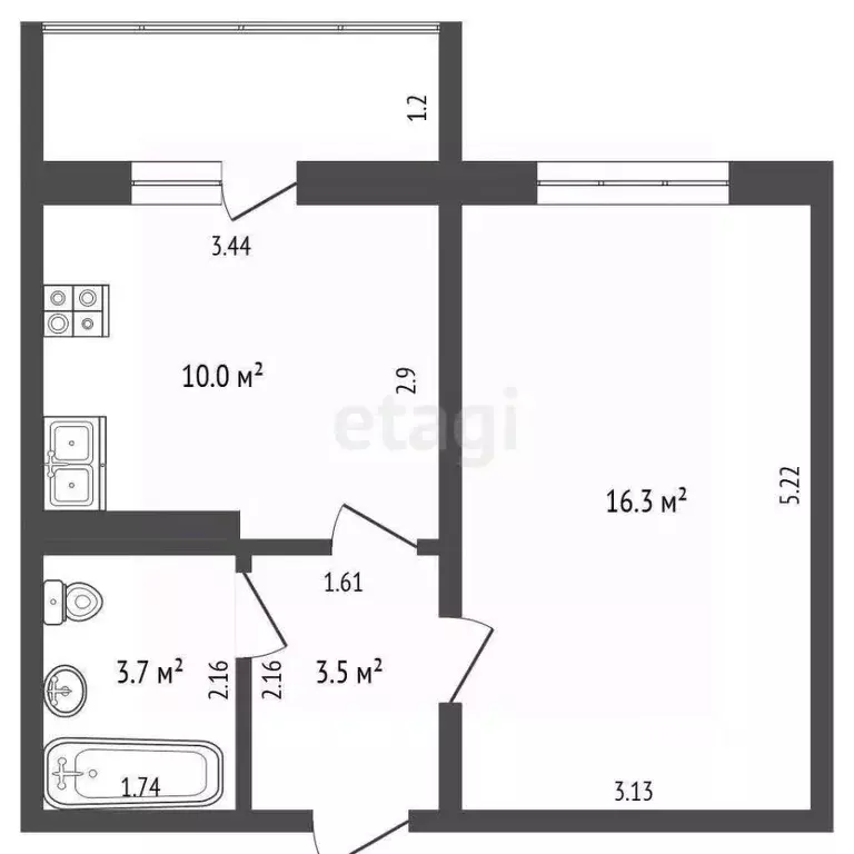 1-к кв. Калужская область, Калуга ул. Минская, 10 (33.1 м) - Фото 2