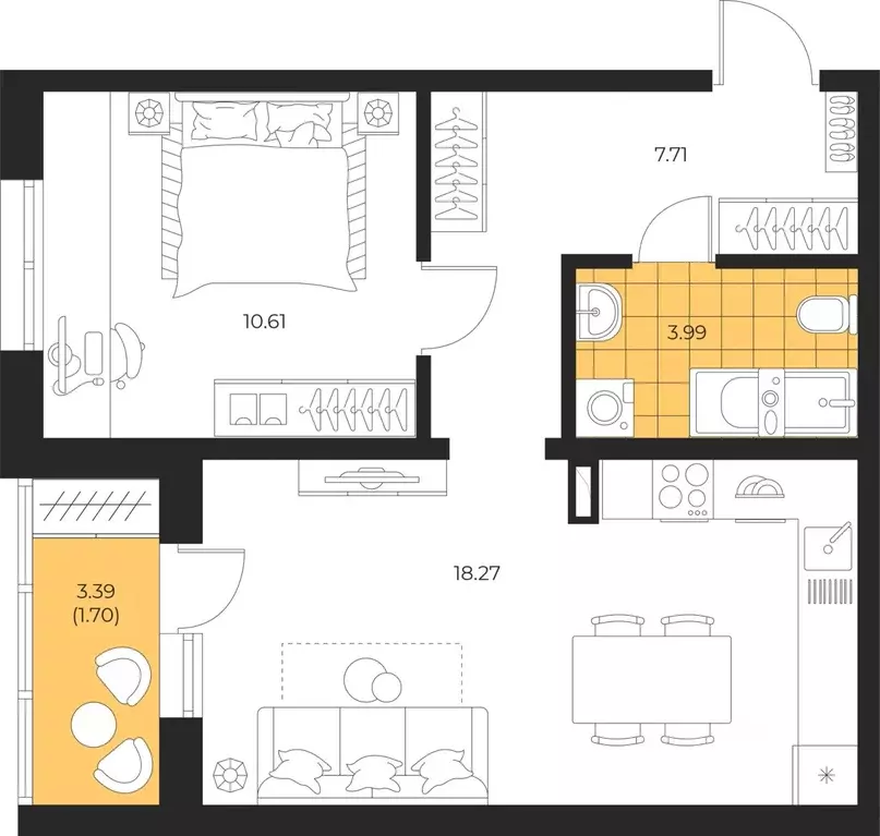 1-к кв. Сахалинская область, Южно-Сахалинск  (42.28 м) - Фото 1