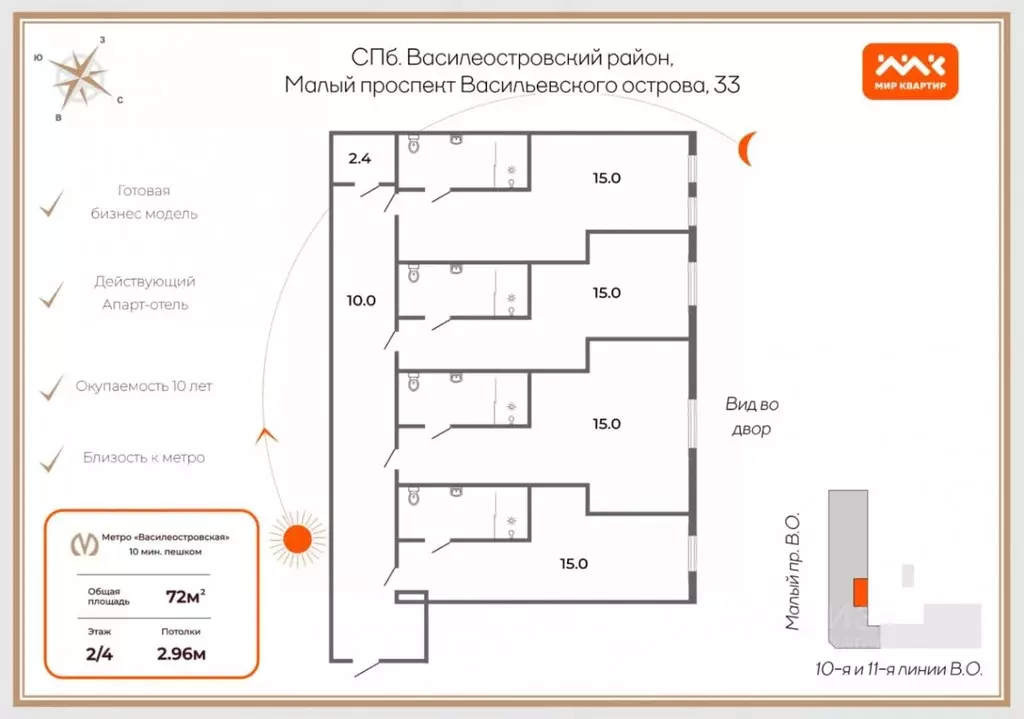 4-к кв. Санкт-Петербург просп. Малый Васильевского острова, 33 (72.0 ... - Фото 1